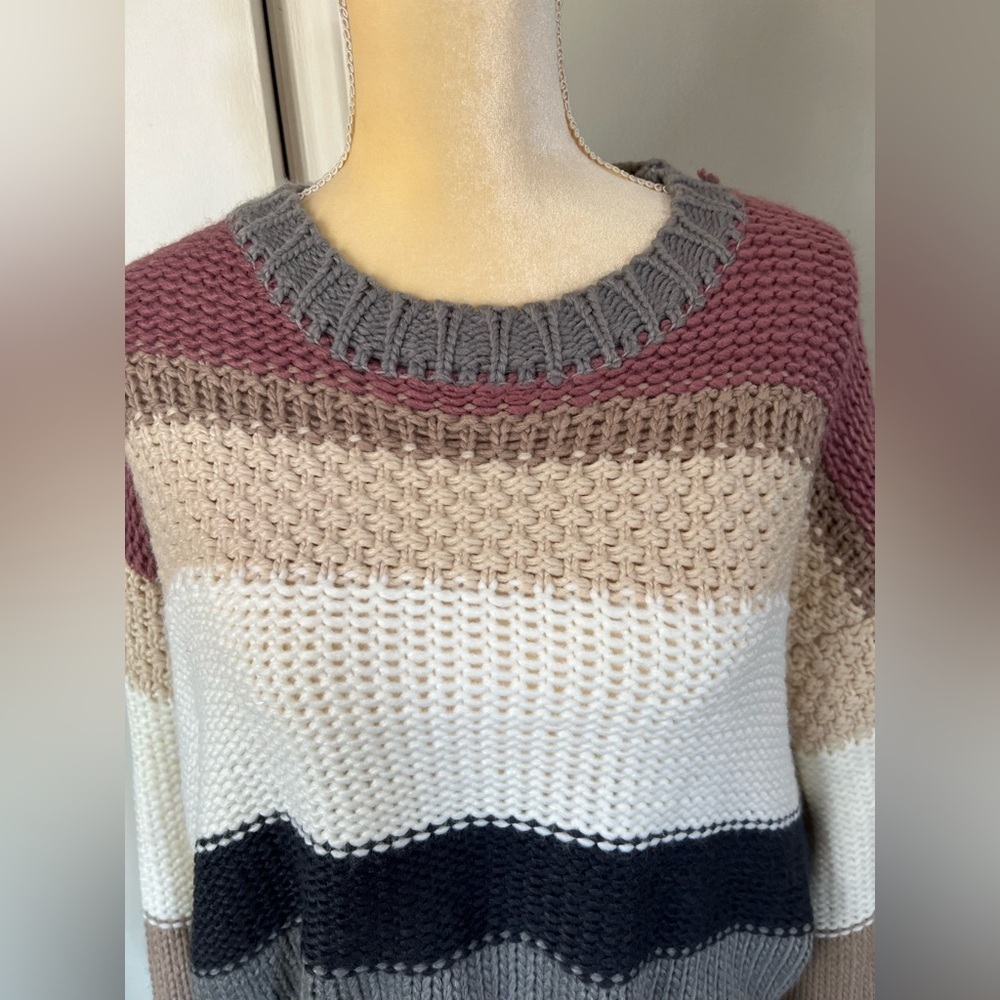 Simply Southern Woman’s Tight Knit Multi Color Block Cozy Sweater Size 2XL - Picture 2 of 12